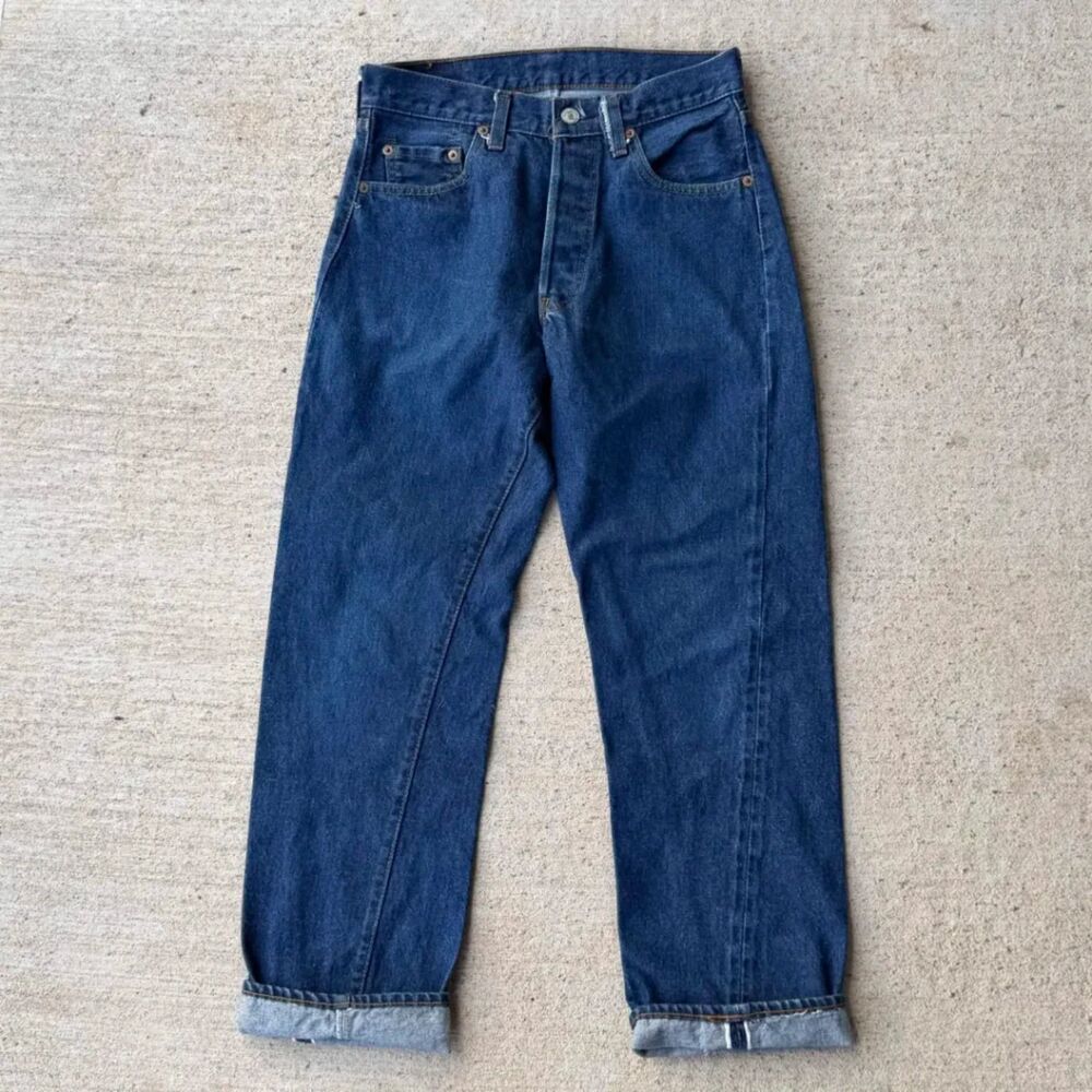 Vintage 80s Levis 501 Redline Selvedge Jeans USA Made 524 Button Fly W28 L27